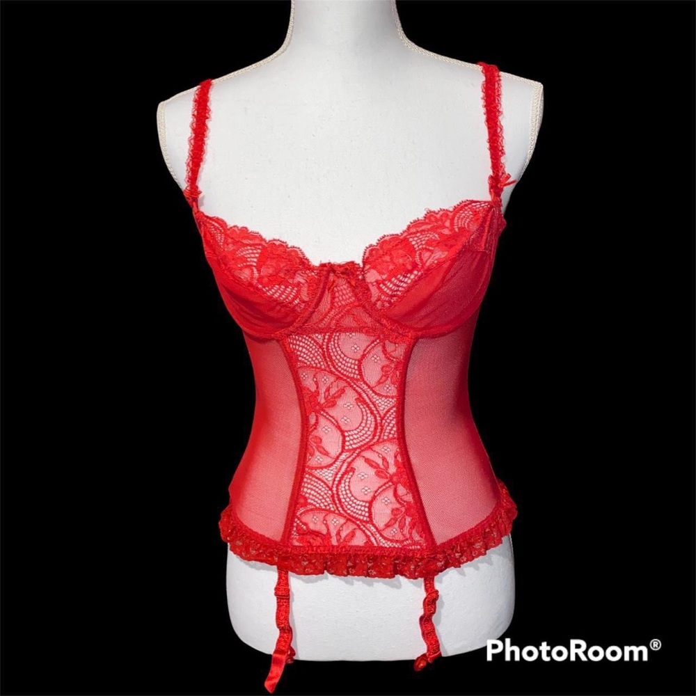 vintage Victoria’s Secret gold label red corset
